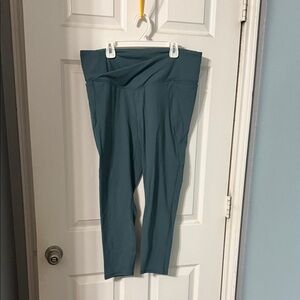 Fabletics Teal Cropped High-Waist Leggings